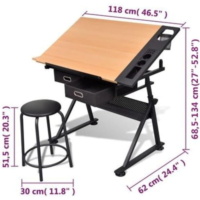 Письмовий стіл з табуретом Стіл архітектора Стіл для креслення Робочий стіл Офіс