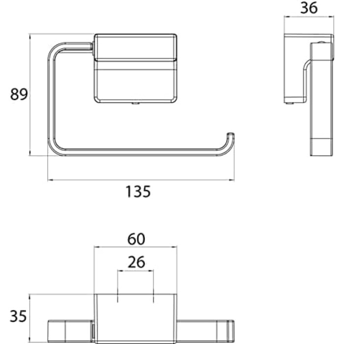 Тримач для паперу EMCO Cue без кришки, тримач для туалетного паперу характерної форми для склеювання або загвинчування, високоякісний тримач для туалетного паперу з металу, тримач для паперу хромованого кольору звичайний хром