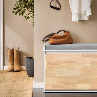 SoBuy Взуттєва шафа з 2 відкидними кришками, полиця для взуття, вузька, з 4 полицями, біла, 61x100x26 см, FSR165-W