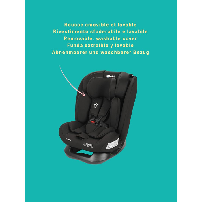 Автокрісло Nania Prato I-Size, 40-150 см, від народження до 12 років, з регульованою підголівником та поперековою підтримкою