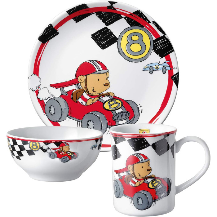 Дитячий посуд Puresigns 7-Piece Set: Керамічний посуд та нержавіюче приладдя для дітей - безпечний, миється в посудомийній машині. Комплект приладів (3 предмети)