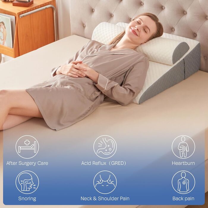 Набір з 4 подушок-валиків ортопедичних з Memory Foam для спини, для сну після операції, з підголовником (7,5 см)