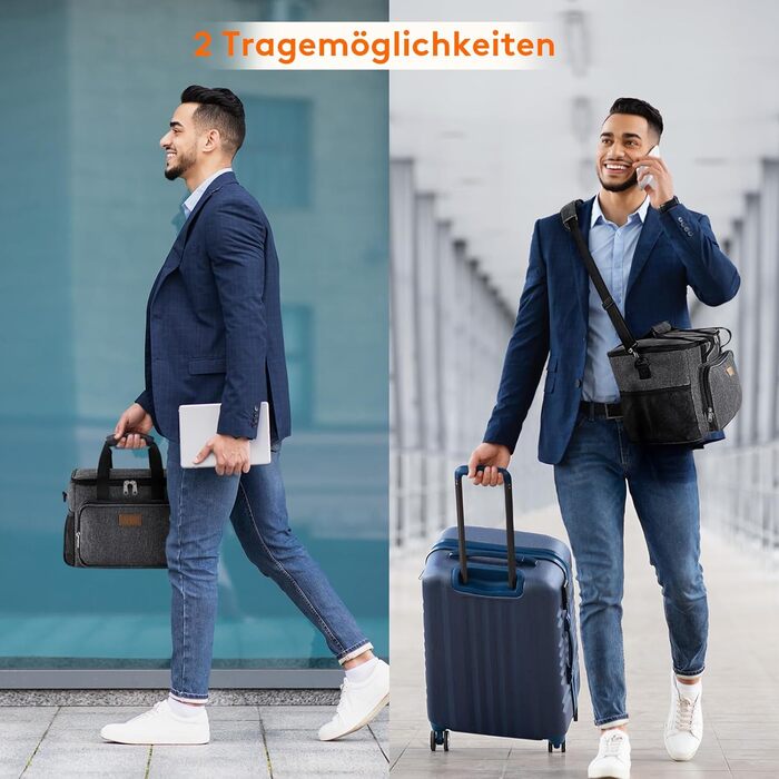 Термосумка-холодильник Lifewit 15л, сіра: сумка-холодильник для пікніка, пляжу, роботи, подорожей. Ізольована, складана, водонепроникна сумка для обіду, напоїв