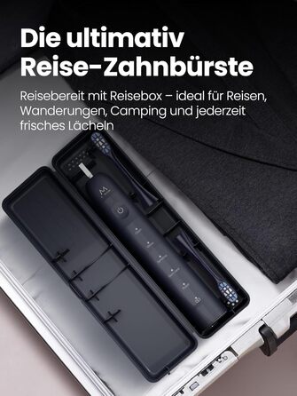 Електрична зубна щітка для дорослих B10PRO: 5 режимів, 48000 VPM, IPX8, акумулятор 180 днів, 4 насадки, таймер, у кейсі (рожева/блакитна)