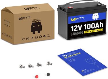 Літієва батарея Wattcycle 12V 100Ah LiFePO4 20 000 циклів, інтегрована BMS 100 А, захист від низьких температур, ідеально підходить для автофургонів, кемпінгу та зберігання енергії Сумісність з групою 24