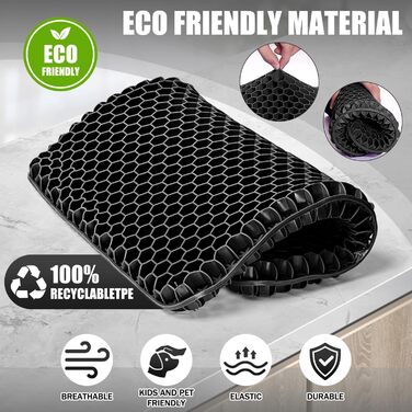 Ортопедична гелева подушка для сидіння з подвійним шаром та протиковзаючим чохлом, дихаюча подушка на стілець для офісу, авто, візка (Чорна)