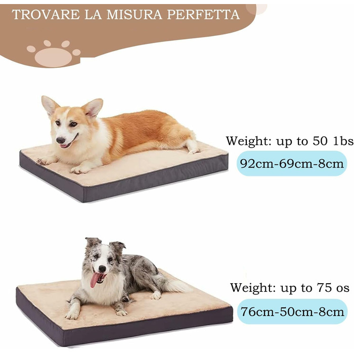 Лежаки для собак Ортопедична подушка для собак зі знімним чохлом, що миється, для великих/середніх/велетенських/дрібних собак, 92*69см (M(76518см), FDog)