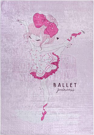 Килимок для дитячої кімнати в Мазовії нековзний - можна прати при температурі до 30 градусів-балетний балерина з коротким ворсом дитячий килим килим для дитячої кімнати-ЕКО-ТЕКС килими для дівчаток рожевий рожевий (140 х 200 см, рожевий рожевий / 41970)