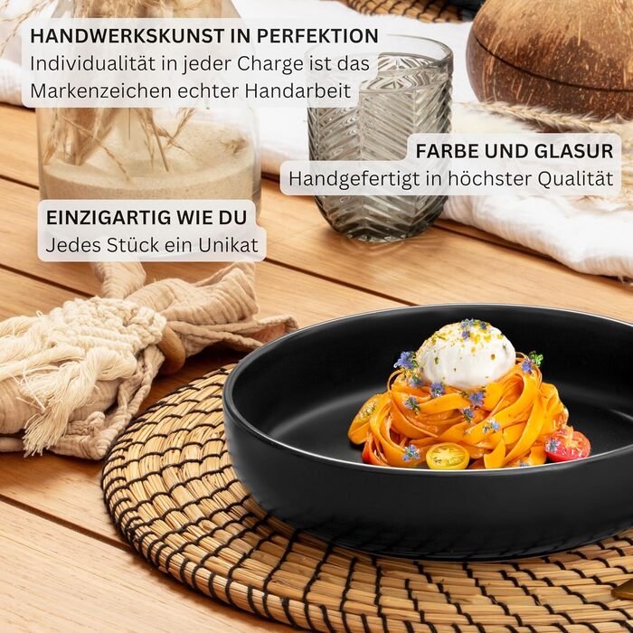 Набір посуду SÄNGER Madeira на 6 осіб: тарілки, чашки, салатники - 30 предметів, кераміка, чорний, для мікрохвильовки та посудомийної машини | VALUE COLLECTION