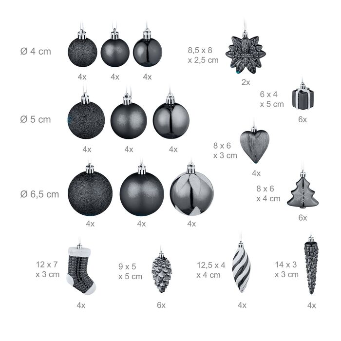 Набір новорічних кулічок Relaxdays (72 шт.)