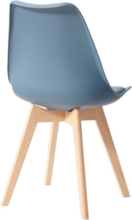 Обідні стільці скандинавського стилю, ретро-дизайн, м'які, для кухні/офісу, з масивних букових ніжок (набір 6 шт., темно-синій)