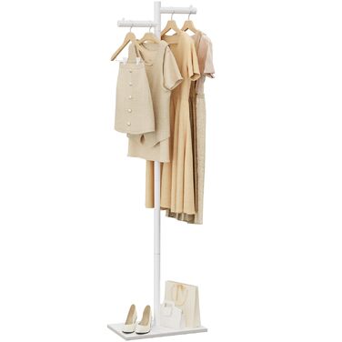 Підлогова вішалка для одягу Metall, стійка вішалка для курток, 175 см, білий колір, 39x26x175 см