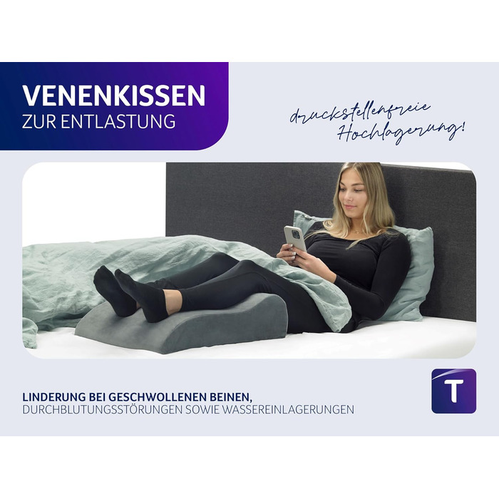 Ортопедична подушка для ніг Traumnacht Medical для запобігання пролежнів, бавовняний двошаровий чохол, сертифікат Öko-Tex, виробництво за німецькими стандартами якості. Чохол: бавовна, білий (з Visco-накладкою)