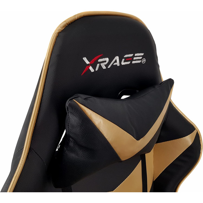 Ігрове крісло xRace з поперековою підтримкою регульоване золотисте