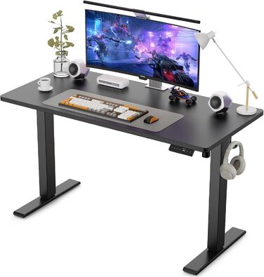 Регульований стіл WALKINGDESK для дому та офісу: електричний, 120 x 60 см, з 4 пам'яттю, з гачками, чорний