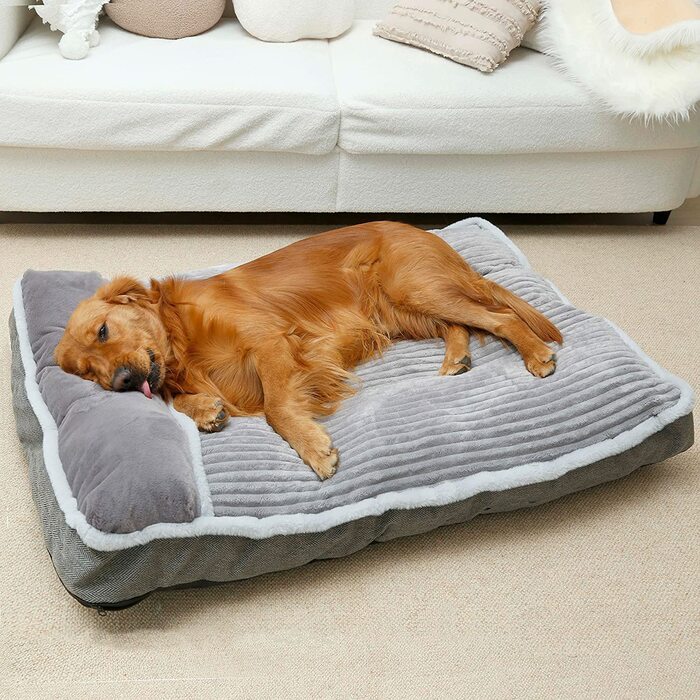 Ліжко для собак для великих собак, собачий матрац з подушкою для розплідника, диван-ліжко для собак, супер м'яке ліжко для середніх, гігантських, маленьких порід собак, ліжко для домашніх тварин. (довжина (91,4 x 58,4 см), сірий)