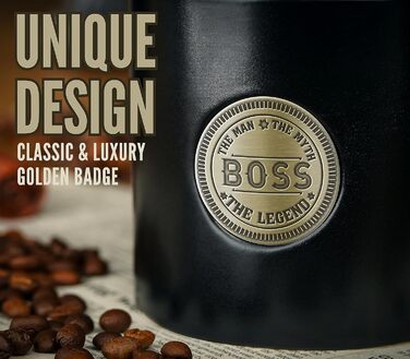 Чашка для кави Onebttl Boss, 450 мл, золотий значок, Bosstag, Різдво, вихід на пенсію - Man Myth Legend