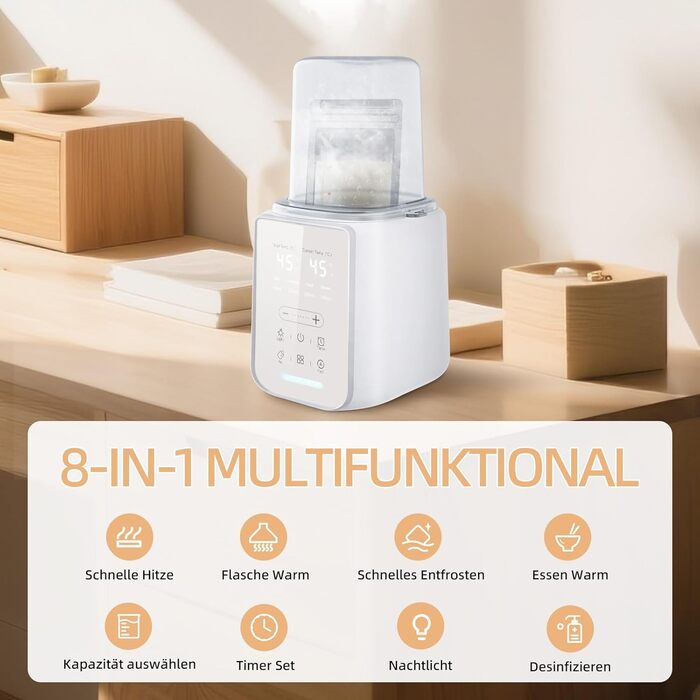 Портативний підігрівач для пляшечок, 500 мл – Швидкий нагрів за 3 хв, 24 год підтримки температури для сумішей та грудного молока (Сніжно-білий)