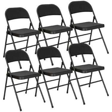 Набір з 2-х розкладних стільців, портативні офісні стільці, металевий каркас, складаний стілець для офісу, рецепції, зони очікування, з текстурою льону, чорного кольору.