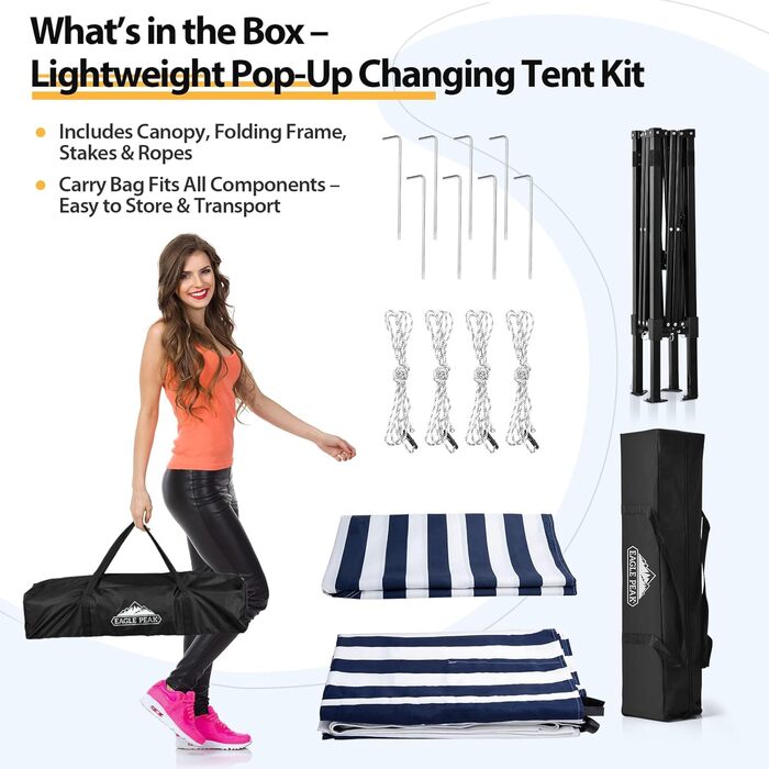 Намет-роздягальня EAGLE PEAK Flex Ultra Compact Pop-Up, 1,2 x 1,2 м, для басейну, фотосесій та кемпінгу (Морська синя/Білий)