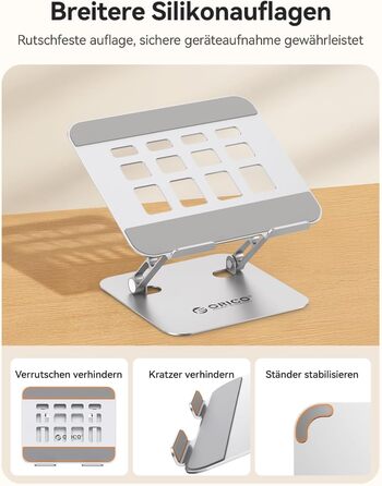 Підставка для ноутбука Orico ST11, регульована висота, складна, алюміній, вентильована, ергономічна, сумісна з MacBook Air/Pro та ноутбуками 10–17