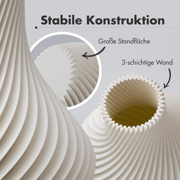 Ваза NATUMO Design 'Bulba' – сучасна ваза для квітів з міцного пластику (біла, 18 см)