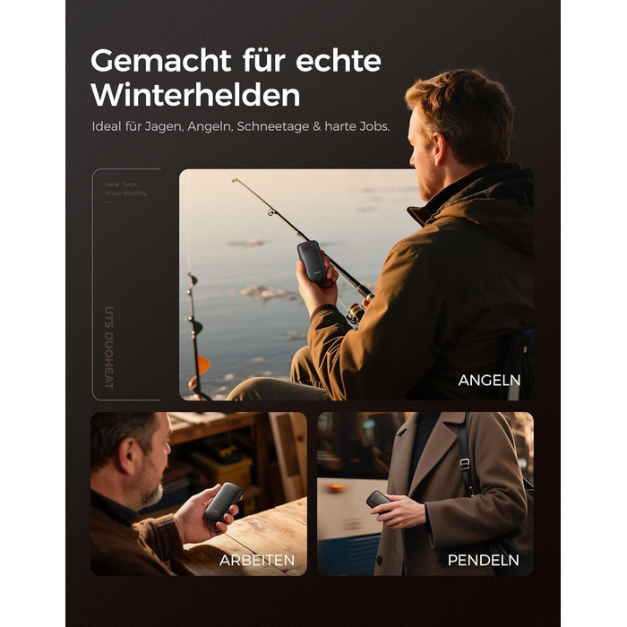 Електричні грілки для рук OCOOPA DuoHeat UT5 - чорні, для кемпінгу, полювання, подорожей, подарунок для чоловіків