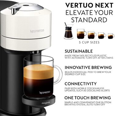Кавомашина Nespresso Vertuo Next 11706 від Magimix, контрастно-біла