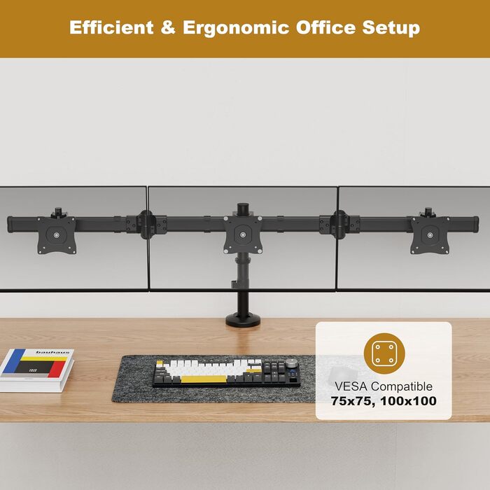 Підставка для монітора RICOO на 2 монітори, Dual Monitor Arm, TS7811, для комп'ютерів та ігор, 13-27 дюймів