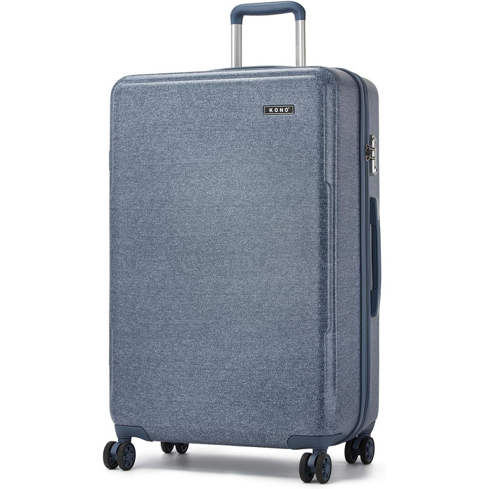 Чемодан KONO середнього розміру з жорсткою обшивкою, ABS+PC, 60L, білий/коричневий, з TSA замком