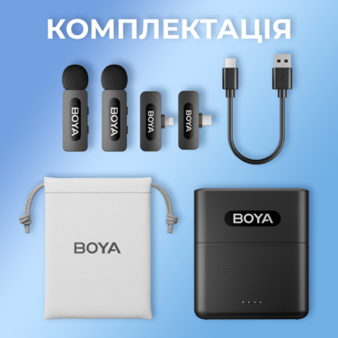 Бездротовий петличний мікрофон BOYA BY-V3 combo Type-C/Lightning Black