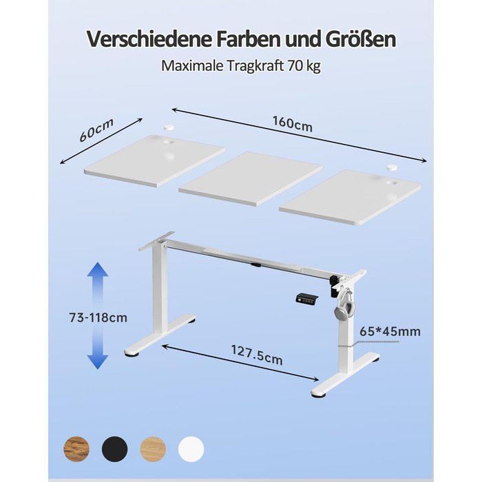 Електричний регульований стіл Devoko 120x60 см: офісний, для роботи, з пам'яттю, стоячи/сидячи