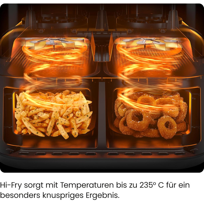 Фритюрниця повітряна CHEFMAN з подвійним кошиком 5.6L, цифрове управління, чорна