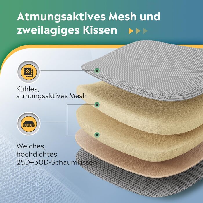 Офісне крісло Devaise Ergonomічне, з підтримкою попереку, 3D-підголівник, регульовані підлокітники, дихаюча сітка спинки, функція гойдання, для офісу та дому, до 150 кг, сірого кольору