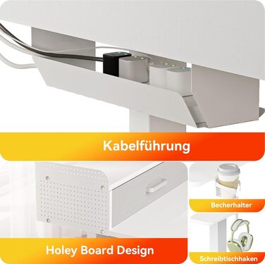 Електричний кутовий стіл L-подібної форми, 160 x 140 см, з 3 висувними ящиками, регулювання висоти, для офісу, ігрової кімнати, дому