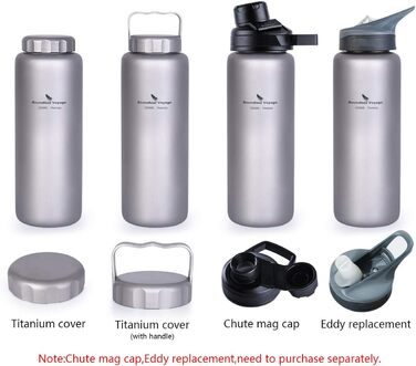 Фляга для води iBasingo 1050 мл, титанова, спортивна, для туризму та кемпінгу, з широким горлом, без витоку, Ti3005D/Ti3006d