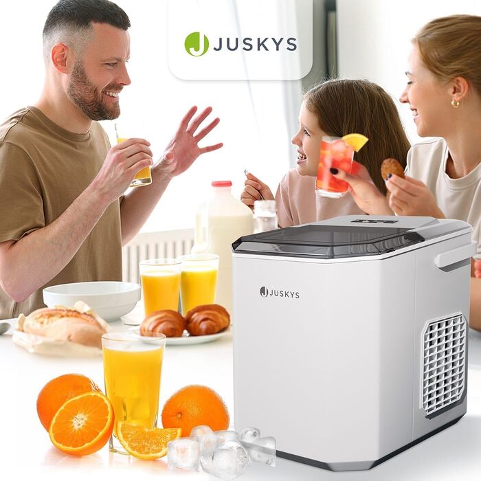 Льодогенератор Juskys IceOracle - 12 кг/день - 6-13 хв - Великий контейнер - Білий