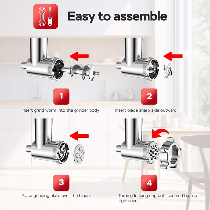 Електрична м'ясоподрібнювач TurboTronic Samurai 2600W з набором аксесуарів: для ковбас, печива, кеббе та подрібнення овочів. Корпус з нержавіючої сталі, металеве редукторне зчеплення.