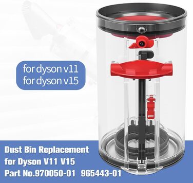 Контейнер для пилу DrRobor для запасних частин Dyson V11/V15, змінний номер 970050-01, фільтр No 970013-02/03