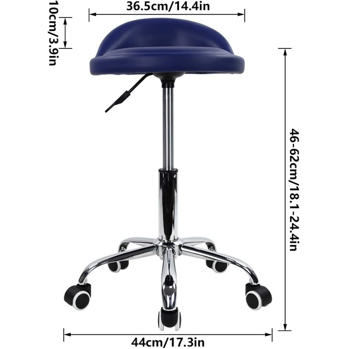 Стілець на коліщатках KKTONER зі спинкою, регульований по висоті, обертовий робочий стілець, обертовий Стілець, офісний стілець синього кольору