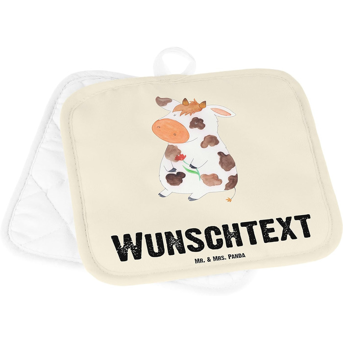 Пан та пані Панда Прихватка Корова - Персоналізовані подарунки, іменний принт, мрії, молочна корова, фермер, макс. 50 символів