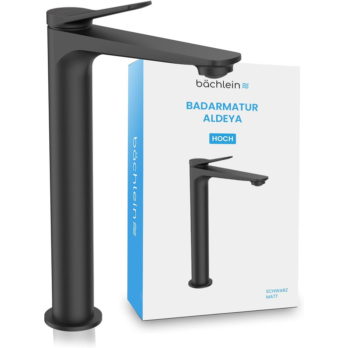 Чорний матовий змішувач для умивальника Bächlein Aldeya - набір для монтажу, сучасний дизайн