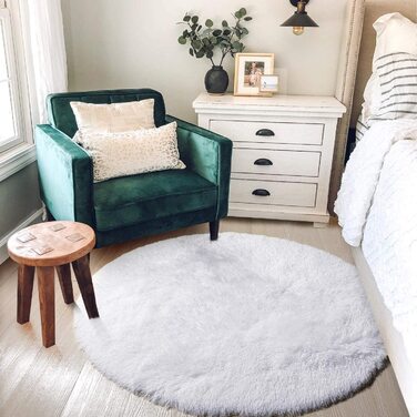 М'який килим для спальні, пухнаста вітальня, дитяча кімната, плюшевий килим, сірий килим, прямокутна форма, симпатична прикраса для кімнати, дитяча трав'янисто-Зелена (6x6 футів, Біла)