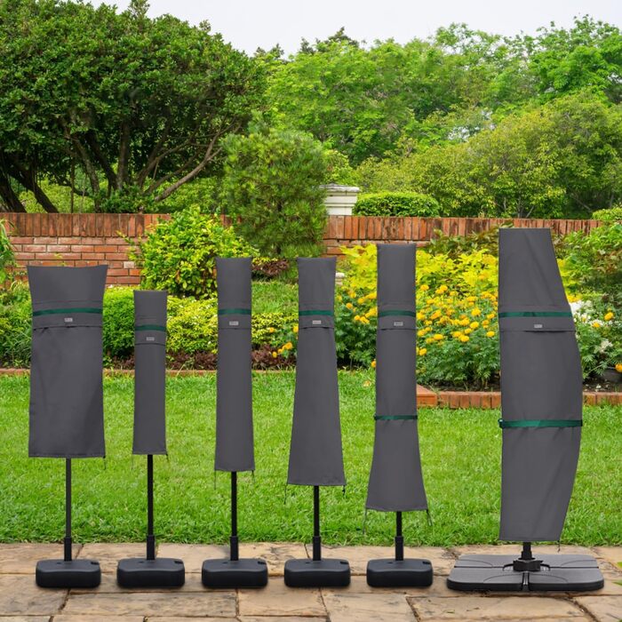 Чохол для садового парасоля Sekey: захисна накидка з отворами для вентиляції, 100% поліестер, водонепроникний, 190 x 30/50 см, темно-сірий