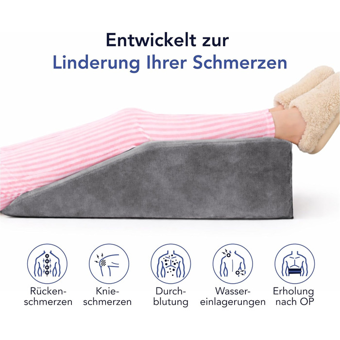 Подушка для ніг Dreamzie для розвантаження вен та підтримки ніг, гіпоалергенна та дихаюча, для дорослих, Made in EU