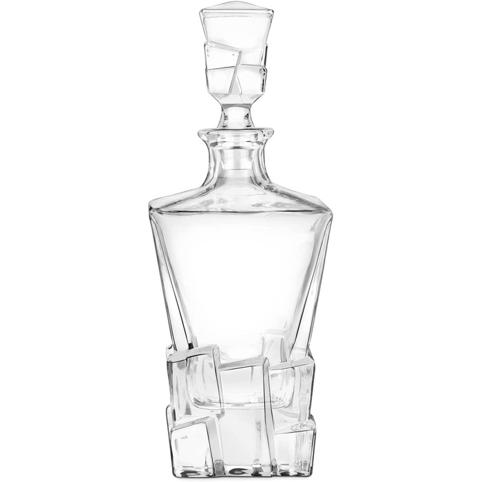 Графин для віскі Maverton об'ємом 950 мл Набір з 4 склянок для віскі з гравіюванням-графин для віскі-розкішний дизайнерський кришталевий келих - для чоловіків - на день народження - (ім'я)