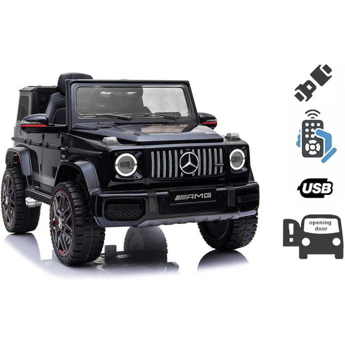 Дитячий електромобіль Mercedes G-Class 12V RIRICAR, чорний, з пультом керування
