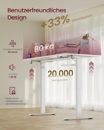 Стол для роботи VASAGLE з регулюванням висоти 160x80 см, USB-C, підставка для розеток, стоячий стіл, нагадування про перерви, 3 пам'яті, для офісу, матовий білий