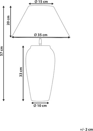 Настільна лампа Beliani з керамічним цоколем у формі вази, білий абажур, регульований вимикач