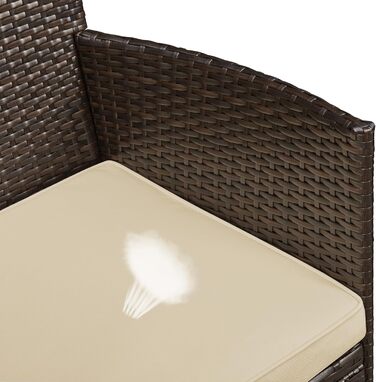 Набір садових меблів Yaheetech з поліротангу для балкона та саду: стіл та 2 крісла з подушками, коричневий